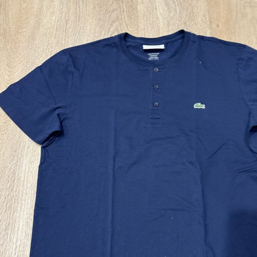 Blue Lacoste Henley T shirt